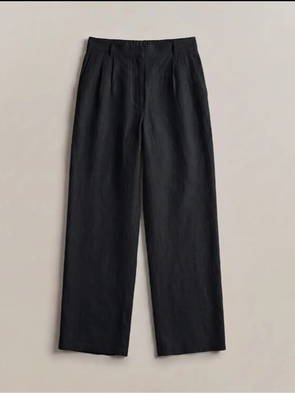 Quince Black Wide-Leg Linen-Blend Trousers